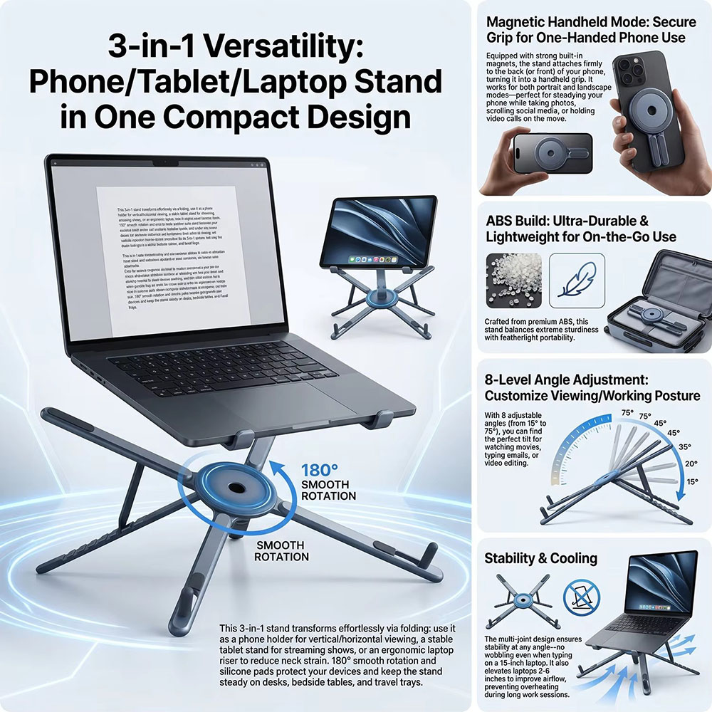 Support de téléphone magnétiqu - Laptop Stand Portable avis et prix